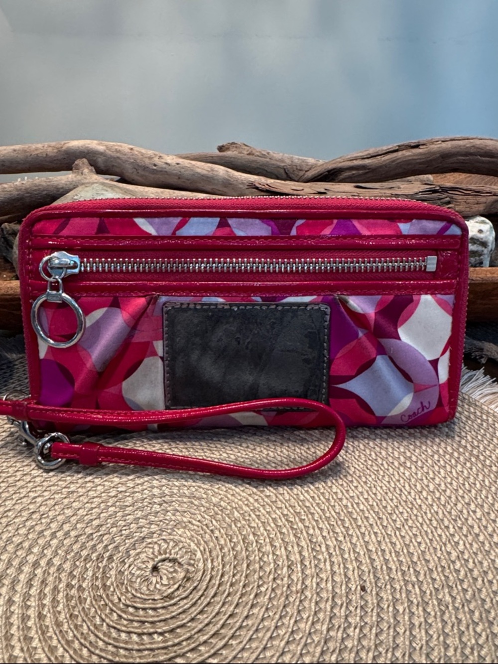 Coach Poppy project Red & Pink Signature Zip Wristlet Wallet